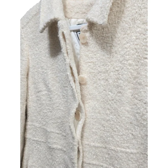 Vintage Marvin Richards Trench Coat Cream Bouclé Wool Blend Size Medium EUC - Picture 10 of 16